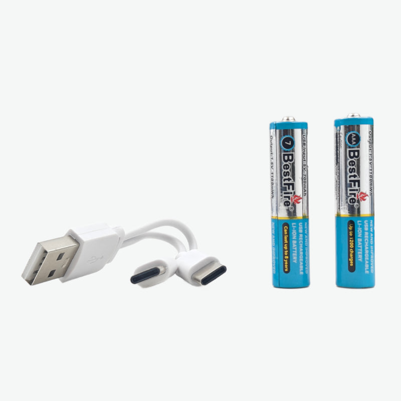 BestFire AAA USB Type-C 700mAh Rechargeable Li-ion Battery - 1100mWh(1.5V)
