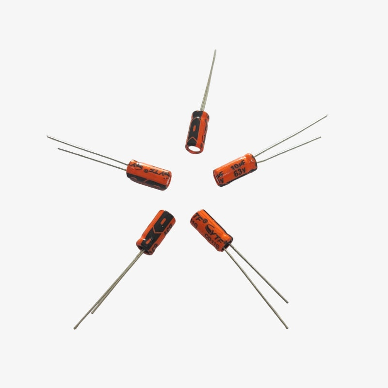 10uF 63V Electrolytic Capacitors â€?5 x 11 mm (Pack of 5)
