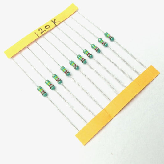 120K ohm, 1/4 Watt Resistor with 5% tolerance (Pack of 10)