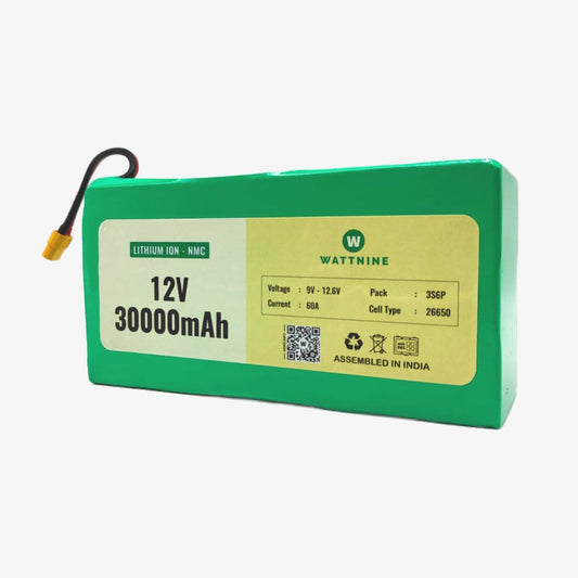 WATTNINE® 12V 30Ah Lithium Ion (NMC) Battery Pack with Warranty