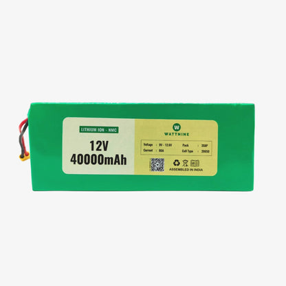 WATTNINE® 12V 40Ah Rechargeable Lithium Ion Battery Pack with 3 year Warranty