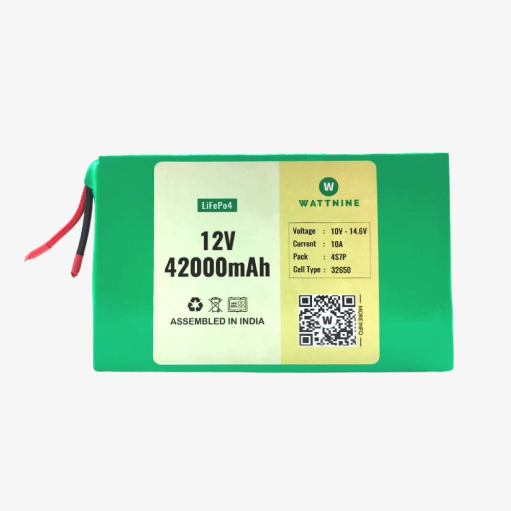 WATTNINE® 12.8V 42Ah Rechargeable Lithium Ion (LifePo4) Battery Pack with 3 year Warranty
