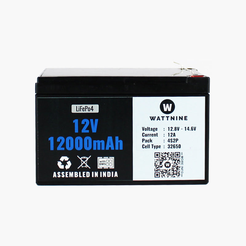 WATTNINE® 12.8V 12Ah Lithium (LiFePo4) Battery with 3 year Warranty