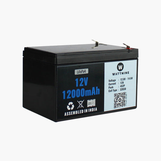 WATTNINE® 12.8V 12Ah Lithium (LiFePo4) Battery with 3 year Warranty