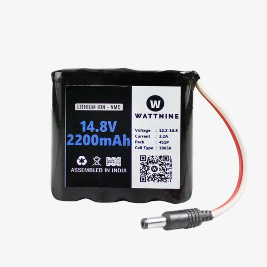 WATTNINE® 14.4V 2200mAh Rechargeable 4S Lithium Battery Pack with Protection (includes BMS & DC pin)