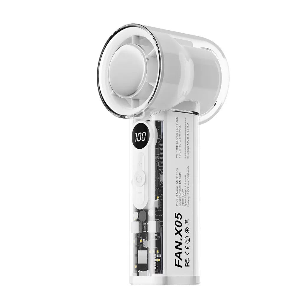 Portable Turbo Handheld Fan with Cooling Plate – 100-Speed Rechargeable Personal Fan