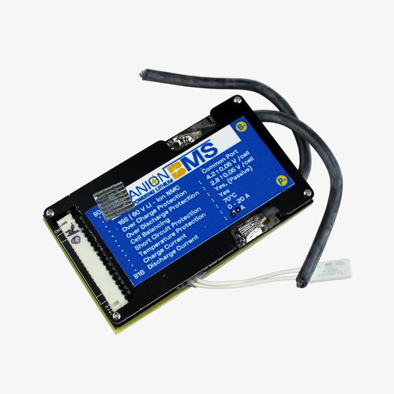 16S 59.2V 60A BMS for Lithium Ion NMC Battery With Cell Balancing (Common Port)