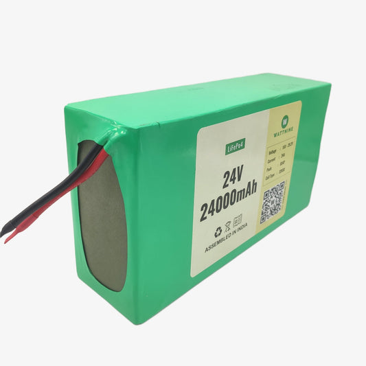 WATTNINE® 24V (25.6V) 24Ah Rechargeable Lithium Battery Pack with Warranty