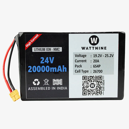WATTNINE® 24V 20Ah Li-ion (NMC) Battery Pack