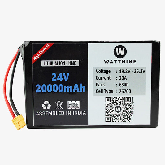 WATTNINE® 24V 20Ah Li-ion (NMC) Battery Pack