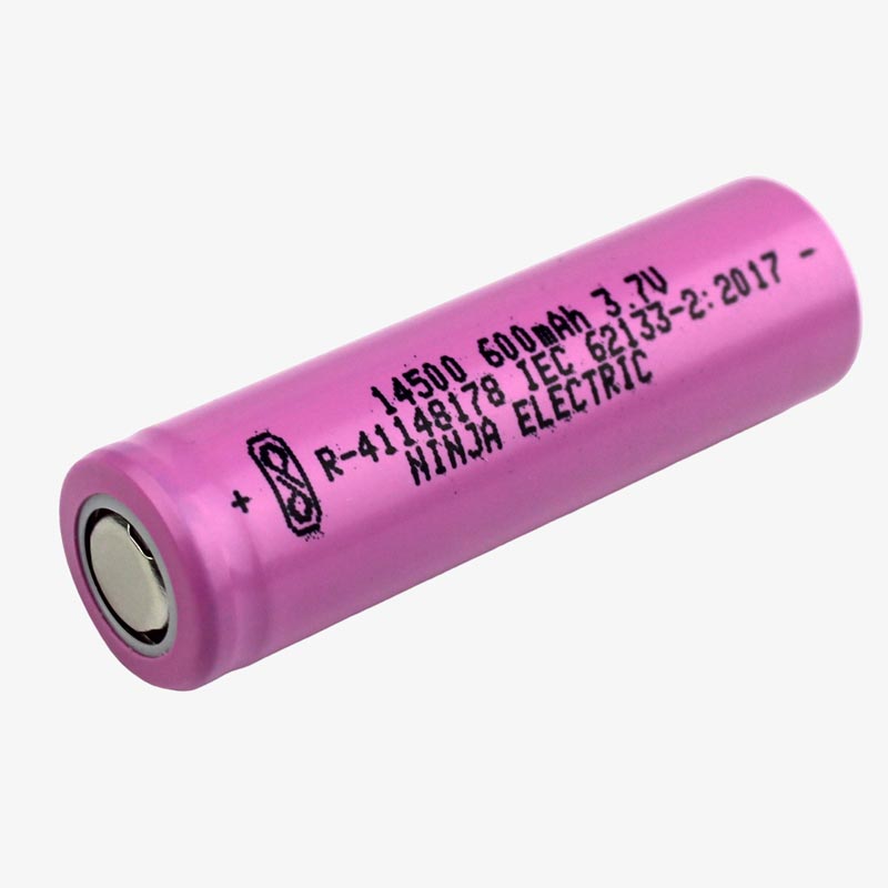 3.7V 600mAh 14500 Li-ion Rechargeable Battery Cell - AA Size (Flat Top)