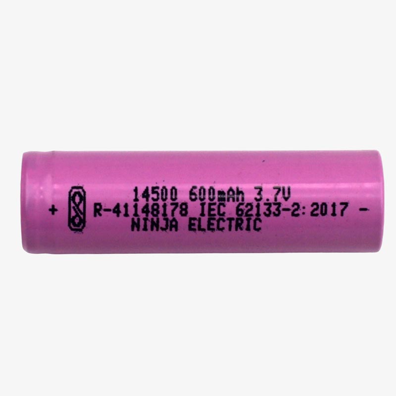 3.7V 600mAh 14500 Li-ion Rechargeable Battery Cell - AA Size (Flat Top)