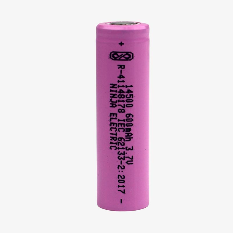 3.7V 600mAh 14500 Li-ion Rechargeable Battery Cell - AA Size (Flat Top)