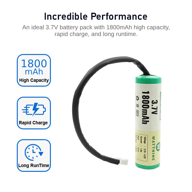 WATTNINE® 3.7V 1800mAh Rechargeable Lithium Battery Pack with Warranty