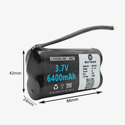 WATTNINE® 3.7V 6400mAh Rechargeable Lithium Battery Pack with 1 Year Warranty for GPS, CCTV, Industrial and Commercial Application