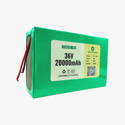 WATTNINE® 36V 20Ah Rechargeable Lithium Ion Battery Pack with 1 year Warranty
