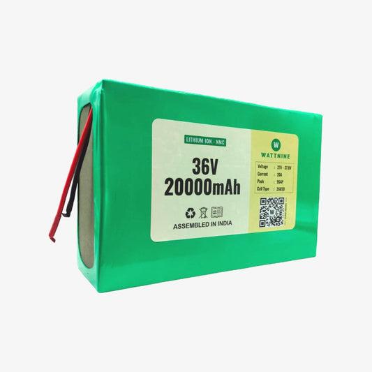 WATTNINE® 36V 20Ah Rechargeable Lithium Ion Battery Pack with 1 year Warranty