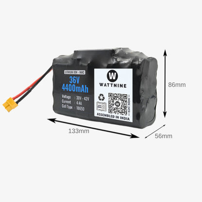 WATTNINE® 36V 4400mAh Rechargeable Lithium Battery with Warranty for Hoverboard, Segway, Industrial and Commercial Application