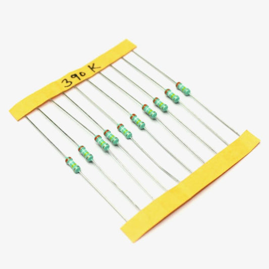 390K ohm, 1/4 Watt Resistor with 5% tolerance (Pack of 10)