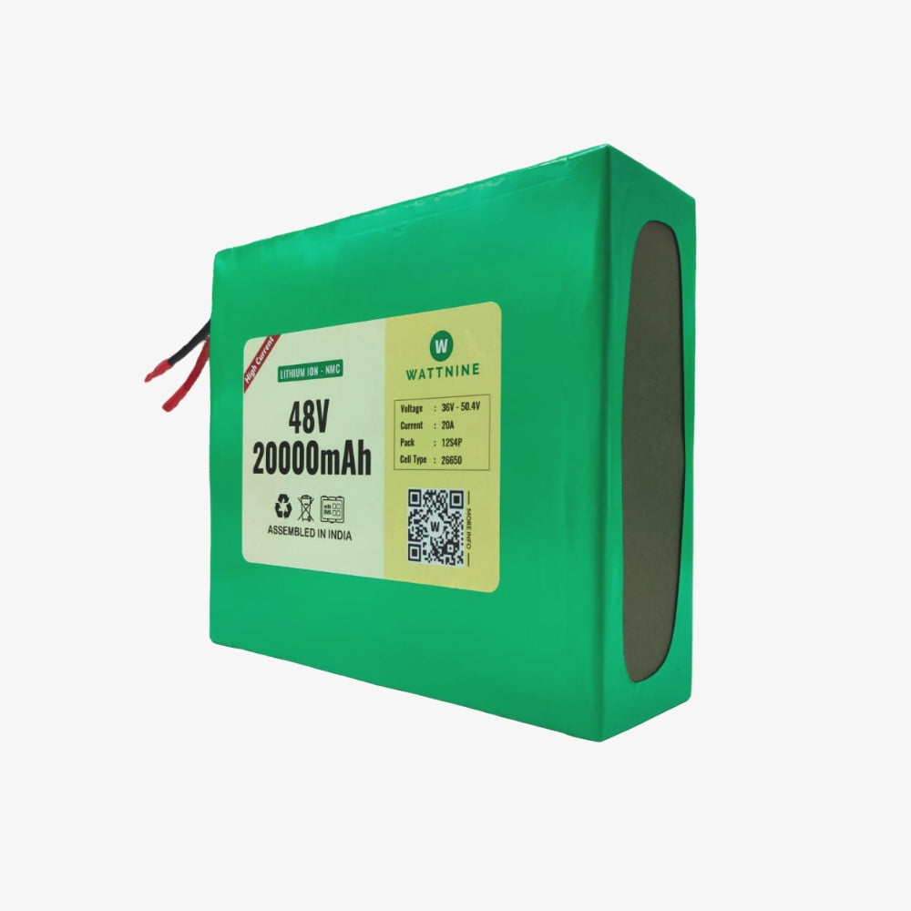 WATTNINE® 48V 20Ah Rechargeable Lithium Ion Battery with 1 year Warranty