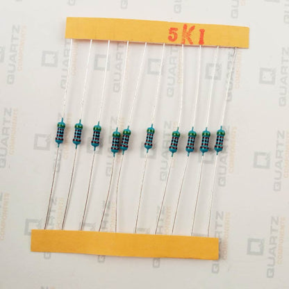 5.1K ohm, 1/4 Watt Resistor with 1% tolerance (Pack of 10)