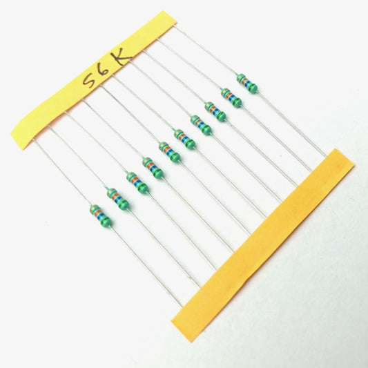 56K ohm, 1/4 Watt Resistor with 5% tolerance (Pack of 10)