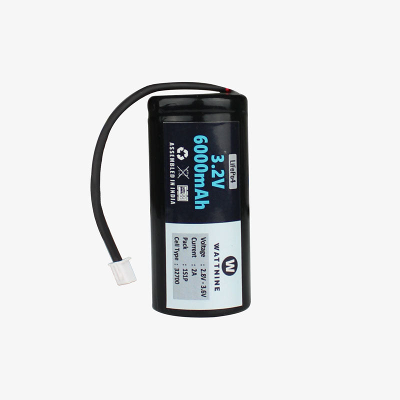 WATTNINE® 3.2v 6Ah LFP Cell with BMS and 2 Pin JST Connector