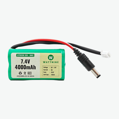 WATTNINE® 7.4V 4000mAh Rechargeable Lithium Battery Pack with Warranty