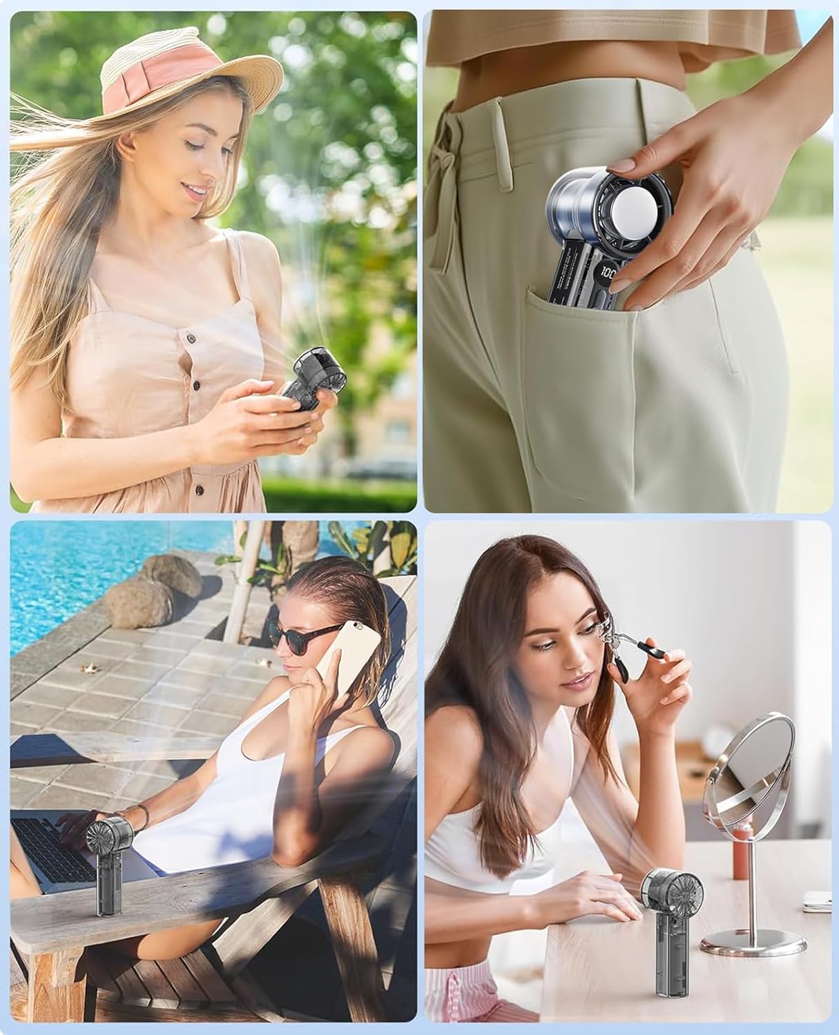 Portable Turbo Handheld Fan with Cooling Plate – 100-Speed Rechargeable Personal Fan