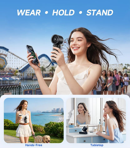 Turbo Handheld Portable Fan, 15000mAh Rechargeable Personal Fan