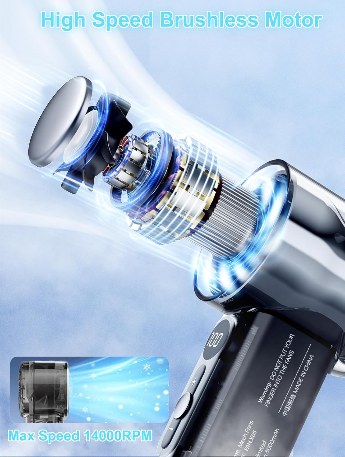 Portable Handheld Turbo Fan with Ice Cooling Plate