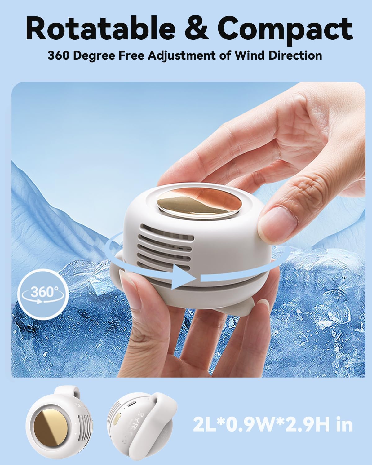 Portable Silent Mini Bladeless Fan Clip On, Small Fan Clip on for Shirt & Waist