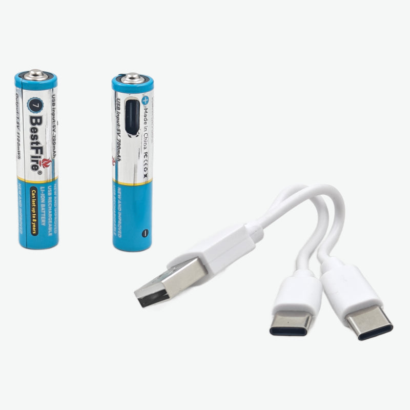 BestFire AAA USB Type-C 700mAh Rechargeable Li-ion Battery - 1100mWh(1.5V)