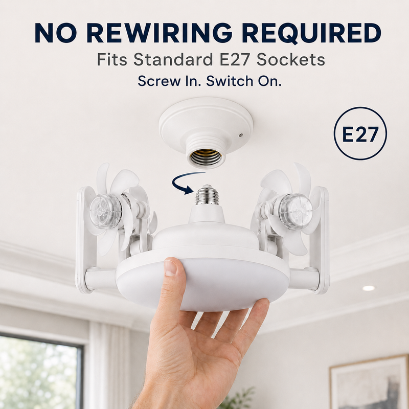 E27 screw-in ceiling fan light installation without complicated rewiring