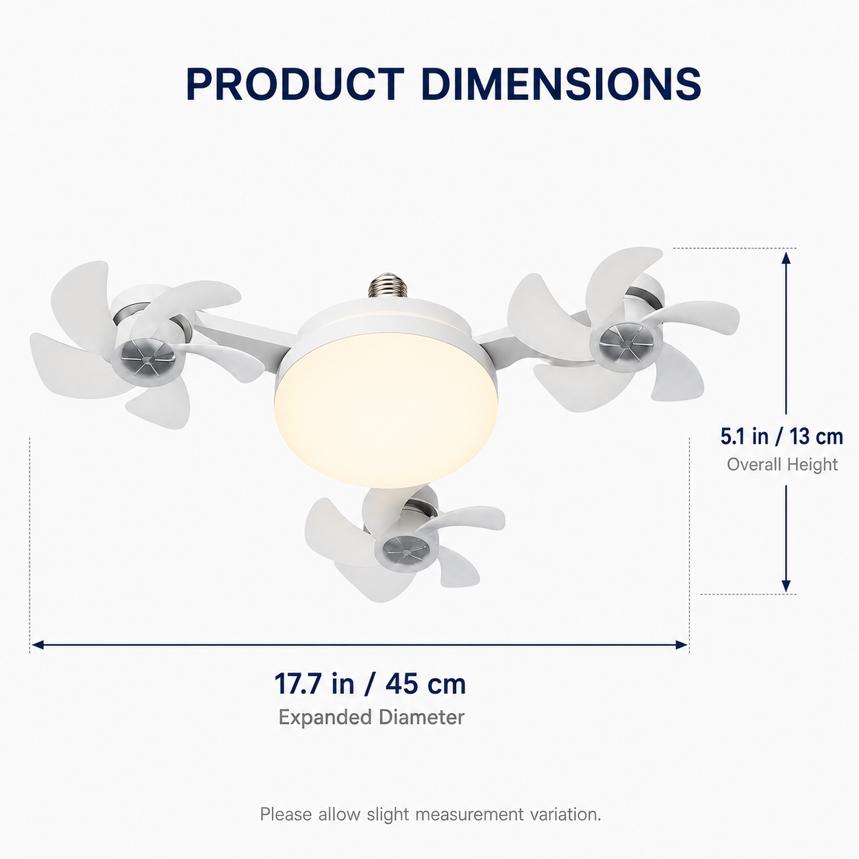 2026 New Drone Ceiling Fans with Lights and Remote, E27 Socket Ceiling Fan Light – 3-Speed Foldable Fan with Remote