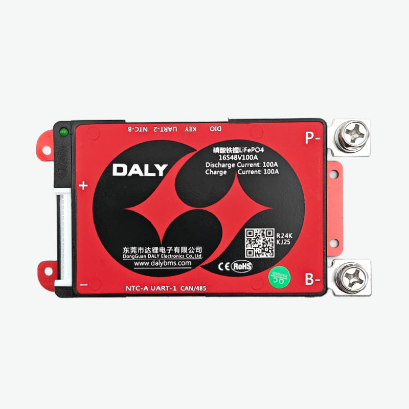 DALY Smart BMS LiFePo4 16S 48V 100A Battery Management System with UART, CAN, RS485 and Bluetooth Communication Support