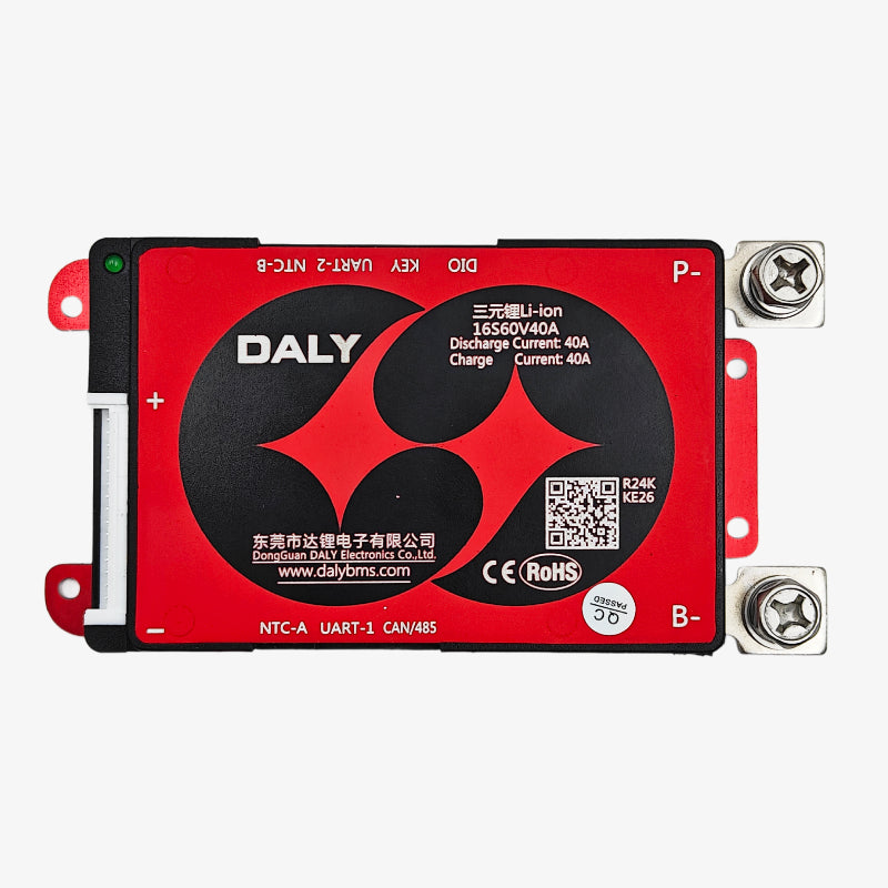 DALY Smart BMS Lithium-Ion 16S 60V 40A Battery Management System with UART, CAN, RS485 and Bluetooth Communication Support