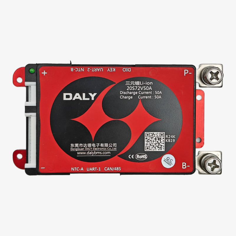 DALY Smart BMS Lithium-Ion 20S 72V 50A Battery Management System with UART, CAN, RS485 and Bluetooth Communication Support