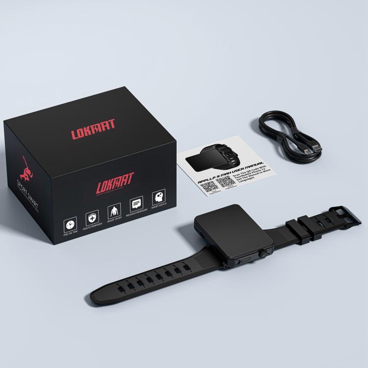 LOKMAT APPLLP 9 MAX 4G Smart Watch, 2.8 inch MTK6769 Octa Core, Android 15, Heart Rate, Blood Oxygen, OTG, GPS, 4GB+64GB
