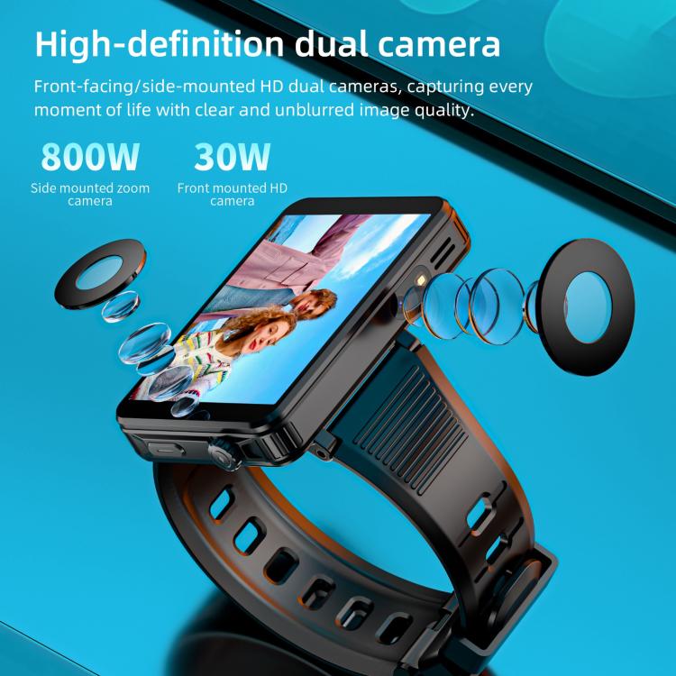 LOKMAT APPLLP 9 MAX 4G Smart Watch, 2.8 inch MTK6769 Octa Core, Android 15, Heart Rate, Blood Oxygen, OTG, GPS, 4GB+64GB