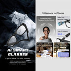 M10A AI Smart Glasses with 20MP Camera, HeyCyan App, AI Translation, Video Recording, Voice Assistant, Transparent Lens, Sunglasses, Photochromic