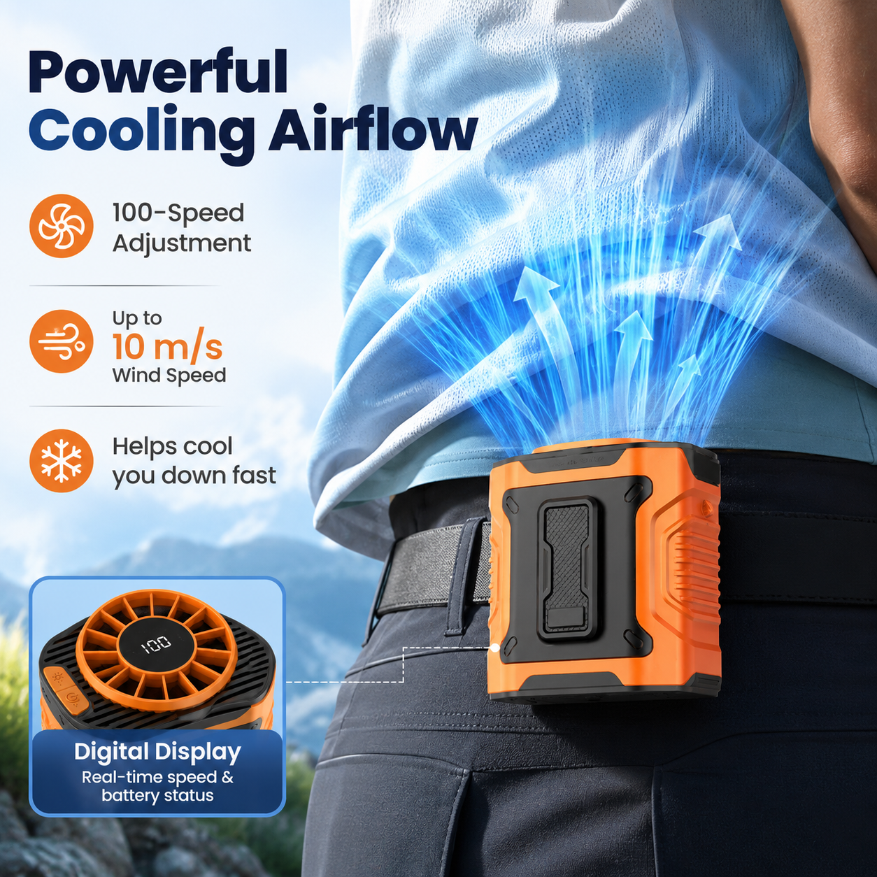 Hands-Free Portable Body Cooler - Multi-functional Waist & Neck Fan for Camping & Outdoor Work