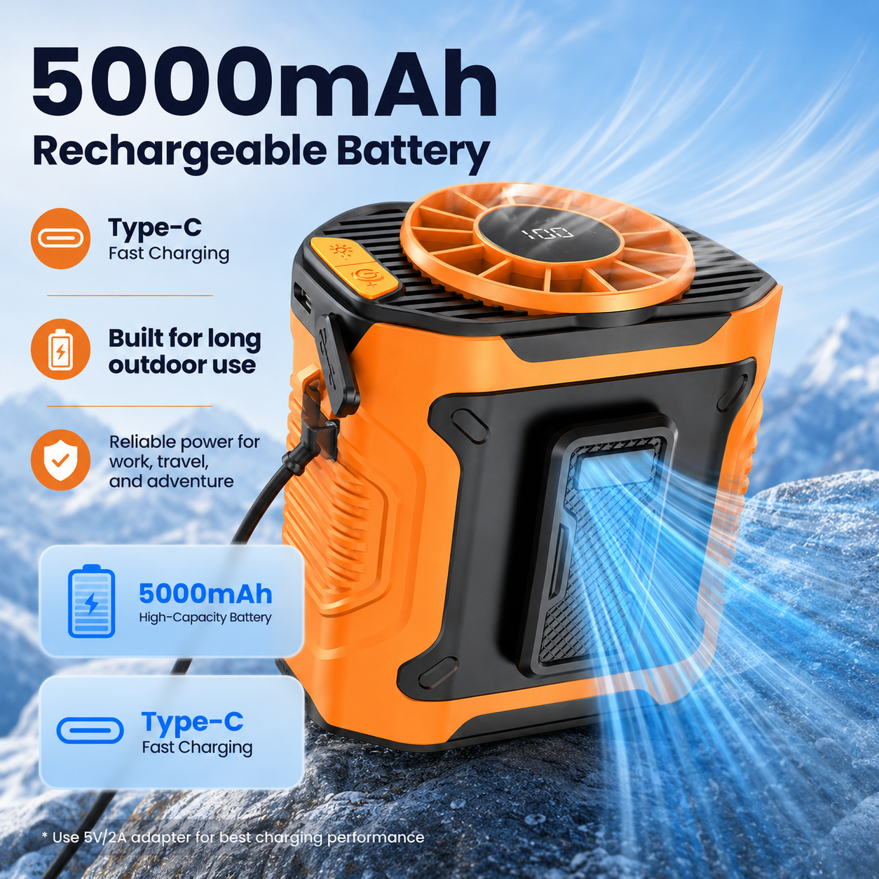 Hands-Free Portable Body Cooler - Multi-functional Waist & Neck Fan for Camping & Outdoor Work