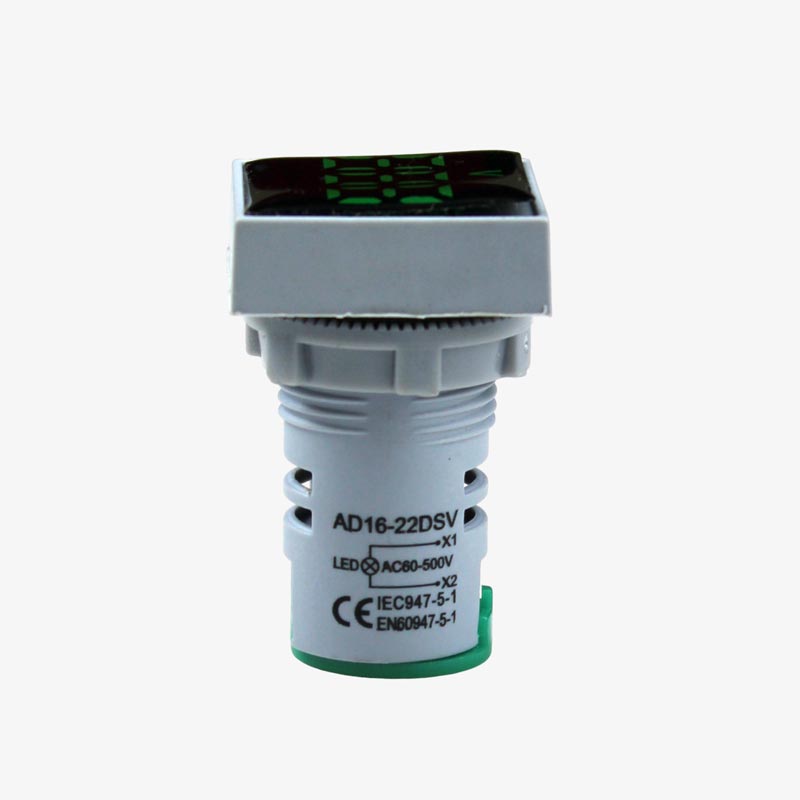 AD16-22DSV AC Voltmeter Display Square Green 22mm (AC60-500 V)