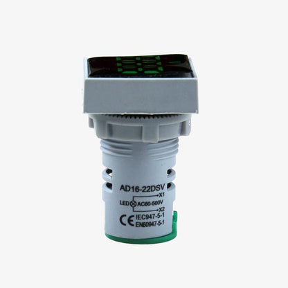 AD16-22DSV AC Voltmeter Display Square Green 22mm (AC60-500 V)