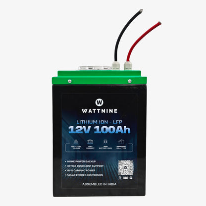 WATTNINE® 12V 100Ah Lithium LiFePO4 Battery Pack Prismatic Cell for Solar or Inverter
