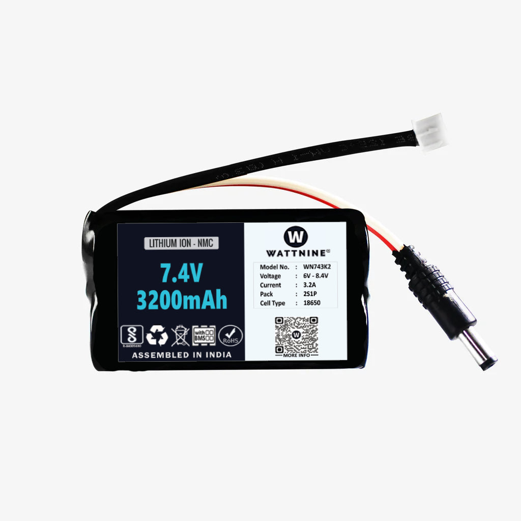 WATTNINE® 7.4V 3200mAh Rechargeable Lithium Battery Pack with Warranty