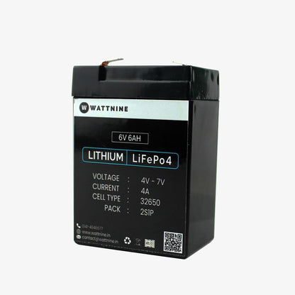 WATTNINE® 6V 6Ah Lithium Battery for Toy Cars and Bikes - Long Life, Light Weight