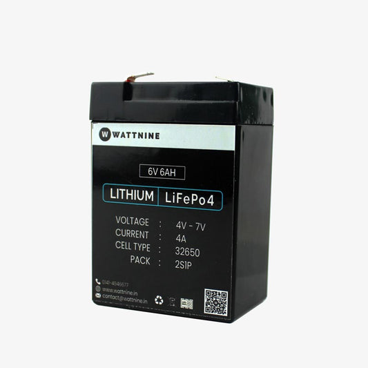 WATTNINE® 6V 6Ah Lithium Battery for Toy Cars and Bikes - Long Life, Light Weight