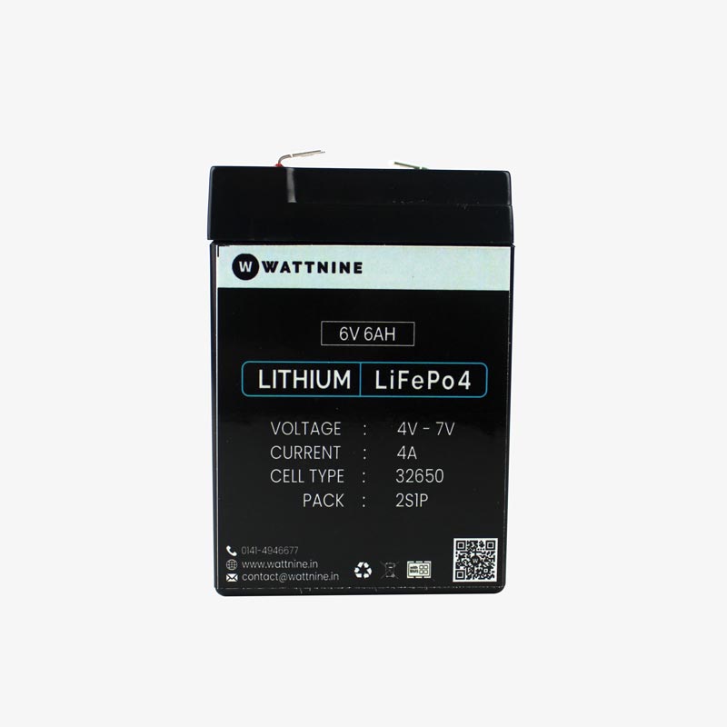 WATTNINE® 6V 6Ah Lithium Battery for Toy Cars and Bikes - Long Life, Light Weight